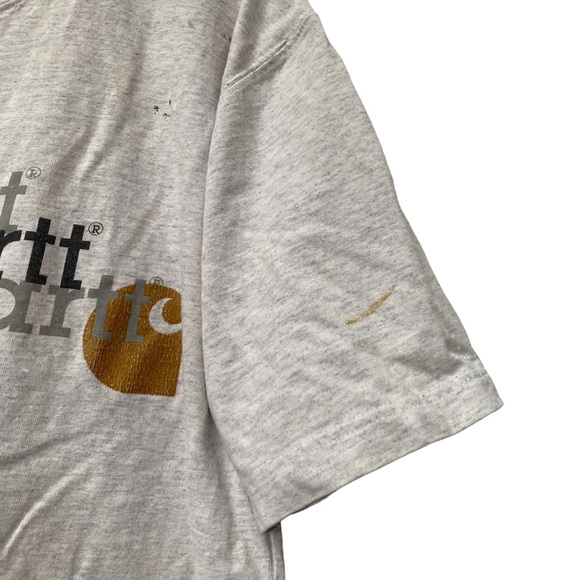Destroyed Distressed Carhartt Gray Logo Tee Tshirt Men M Paint oil splatter - Picture 3 of 8